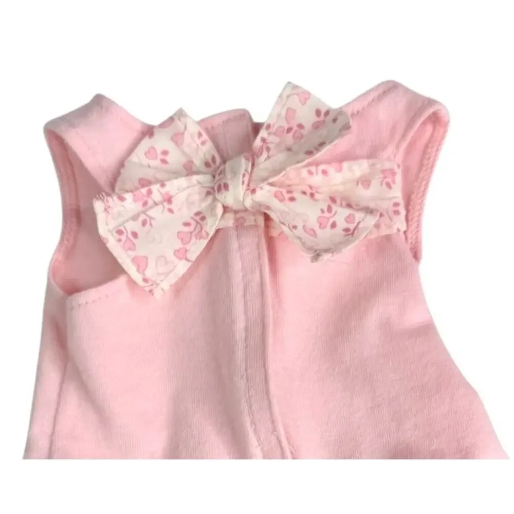 American Girl Pretty Pink Dress Sequin Glitter Stitch Love Ruffle Dress Bow Back